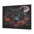 thumbnail image 1 of Naloa Rose Full Moon Black Wolf Print Canvas Picture,Wall Pictures, Modern Decorative Poster,Art Prints for Bedroom, Toilet, 40 x 30 cm, Built-in Wooden Frame, 1 of 6