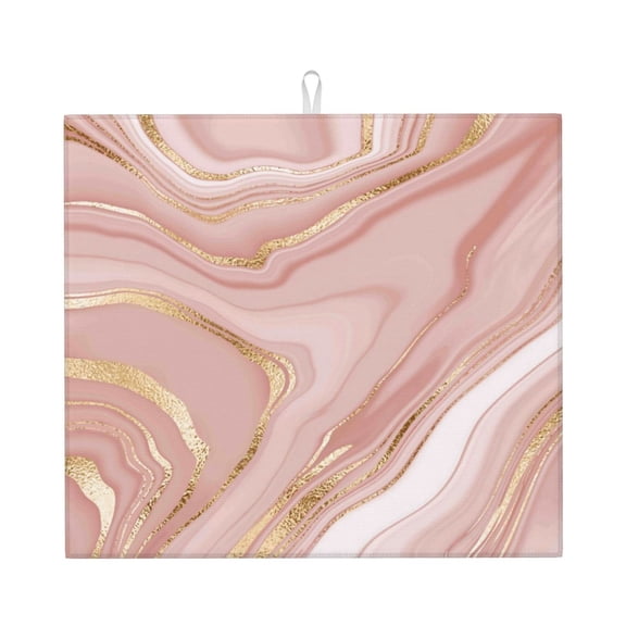 Naloa Rose Gold Glitter Splatter Dish Drying Mat for Kitchen Counter, Heat Resistant Drainer Mats, Absorbent Draining Mat,Dish Rack Pad,16"x18"
