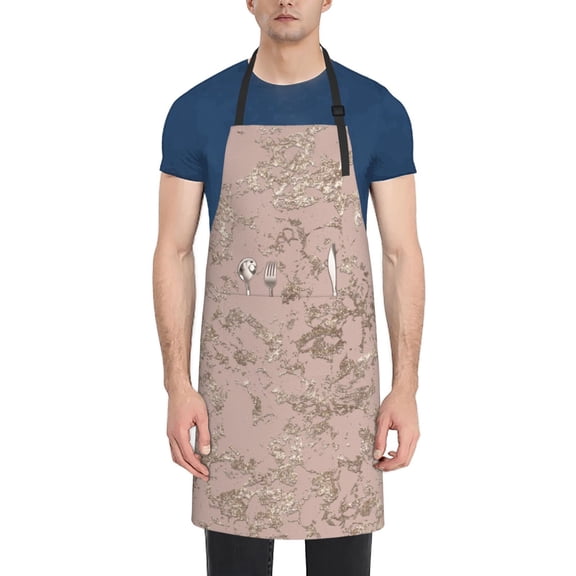 Naloa Rose Gold Marble Texture Apron Kitchen Aprons with Pockets for Women Men Chef