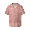 thumbnail image 1 of Naloa Rose Gold Pink Glitter Men's Loose Fit Cuban Collar Short-Sleeve Shirt with Button-down and Chest Pocket for Everyday Wear Outings - Medium, 1 of 7