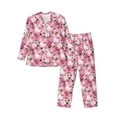 thumbnail image 1 of Naloa Rose Rabbit Men’s Pajamas Set - Long Sleeve Button Down Sleep Shirt and Pajama Bottoms Sleepwear Set-Medium, 1 of 7