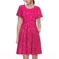 thumbnail image 1 of Naloa Rose Red Glitter Print Womens Summer A-Line Dress with Pockets,Short Sleeve Dresses,Flowy Beach Swing Dress for Vacation Travel, 1 of 6