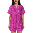 thumbnail image 1 of Naloa Rose Red Glitter Women's Short-Sleeved Pajama Set, Loungewear, Summer pajamas, Breathable Cozy - 3X-Large, 1 of 8