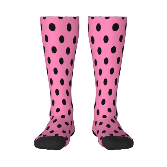 Naloa Rose red polka dots Knee Socks, High Socks Long Stretchy Sock Women Knee High Stocking, Long Socks for Women
