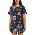 thumbnail image 1 of Naloa Roses Flowers Women's Short-Sleeved Pajama Set, Loungewear, Summer pajamas, Breathable Cozy - 4X-Large, 1 of 9