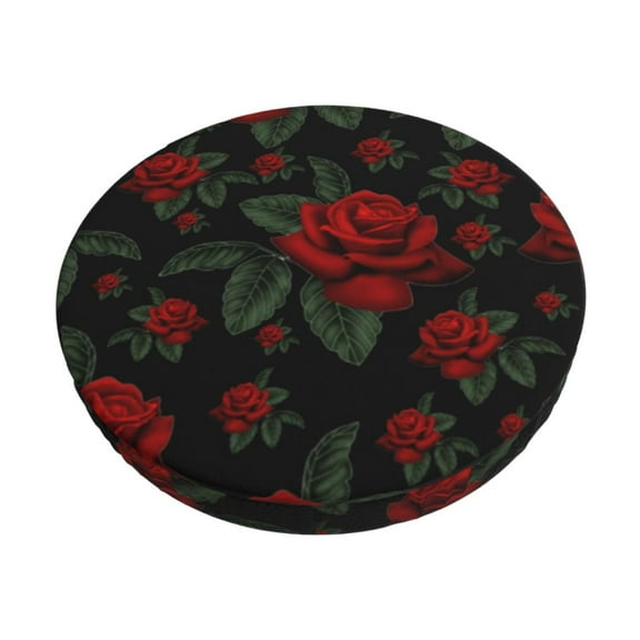 Naloa Roses Round Bar Stool Cushion Cover 12-14 inch, Fits Kitchen, Office, Restaurant Chairs - 12 inch