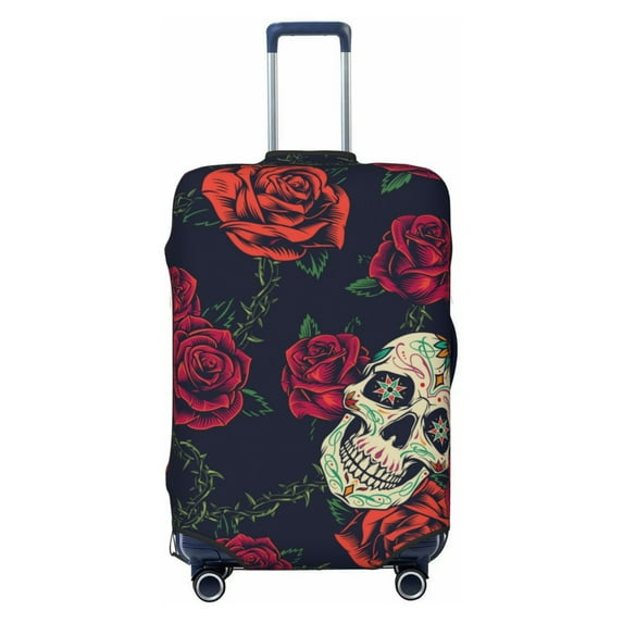 Naloa Roses Skulls Elastic Suitcase Protector, Travel Suitcase Protector Cover Fits 18-32in Suitcase - Large