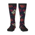 thumbnail image 1 of Naloa Roses Skulls Thigh High Socks Extra Long Stretchy Sock Women Over Knee High Opaque Stocking Daily Wear, 1 of 6