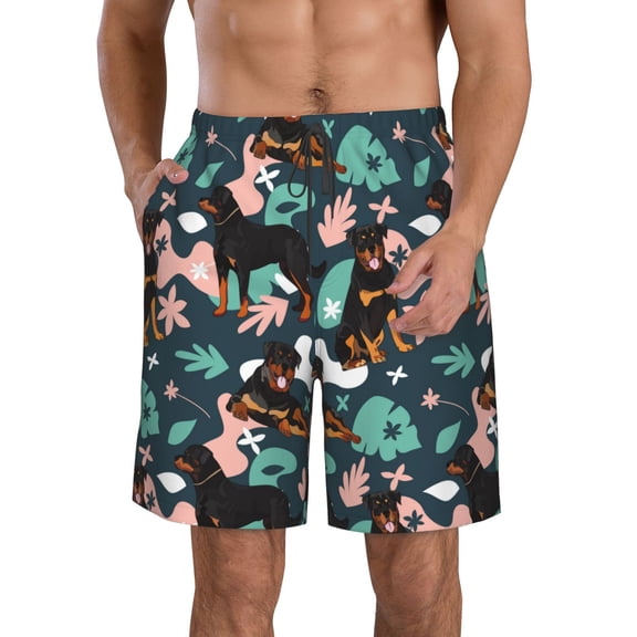 Naloa Rottweiler Men's Beach Shorts, Surfing shorts, Swim trunks, Quick Dry Swim Trunks for Surfing Beach Fun - XX-Large