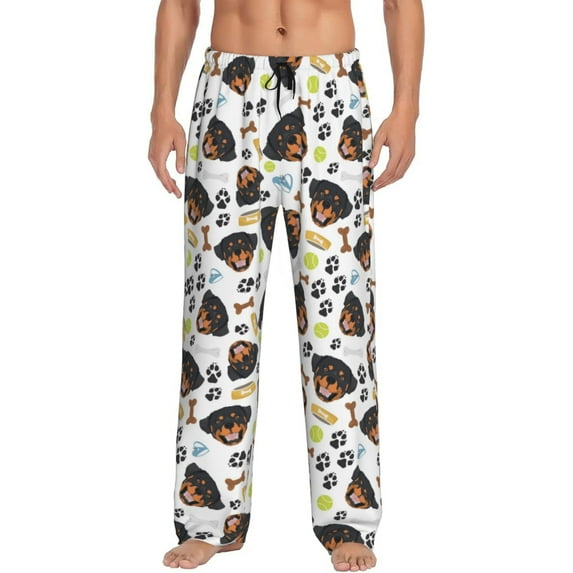 Naloa Rottweiler Pajama Pants Men, PJ Bottoms, Sleep & Lounge Pants-Small