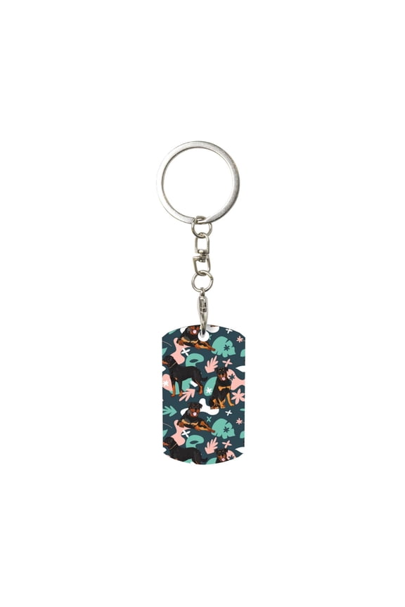 Rottweiler Print Keyfob with Split Key Ring and Print Labels, Key Labels Key Chain Tags, Luggage Tags, Car Key Chain Ring Keyfob Gift