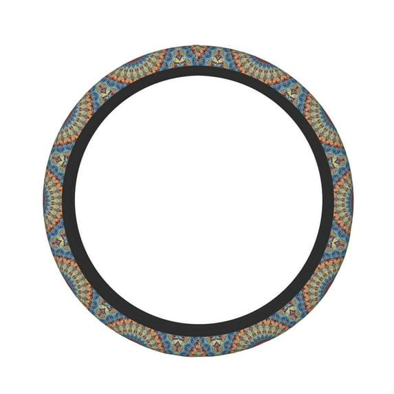 Naloa Round Mandala Elastic Steering Wheel Cover, Auto Steering Wheel Cover – 15 Inch , Comfortable Grip, Fit Suvs,Vans Cars,Trucks
