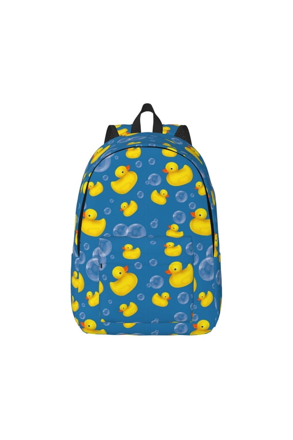Rubber Duck Canvas Backpack for Men Women Rucksack Casual Travel Daypack College Tote Satchel Bookbag for Teens-Medium