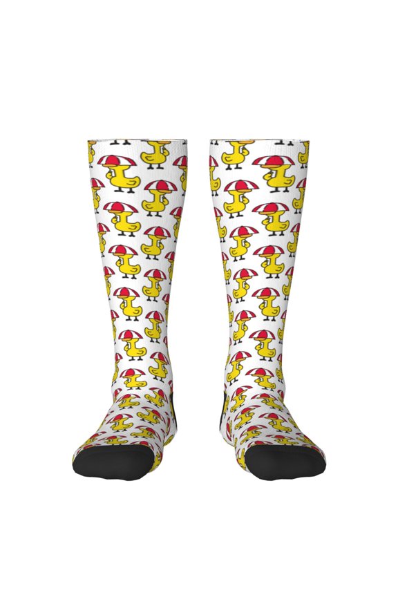 Rubber Duck Chicken Bird Knee Socks, High Socks Long Stretchy Sock Women Knee High Stocking, Long Socks for Women