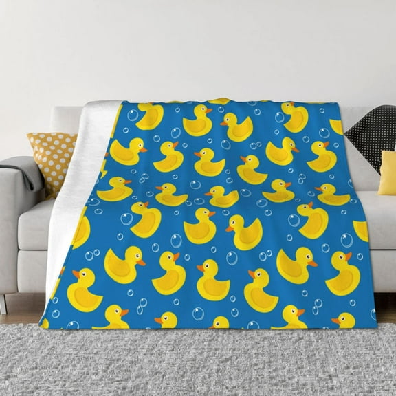 Naloa Rubber Duck Flannel Blankets - Thick and Warm Blanket for Winter, Soft Fuzzy Plush King Blanket for All Seasons80"x60"