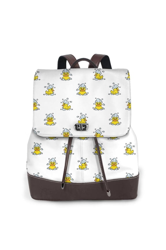 Naloa Rubber Duck Showe Print Leather Backpack Purse for Women and Ladies,Shoulder Travel Daypacks Bags,Laptop Backpack for Women