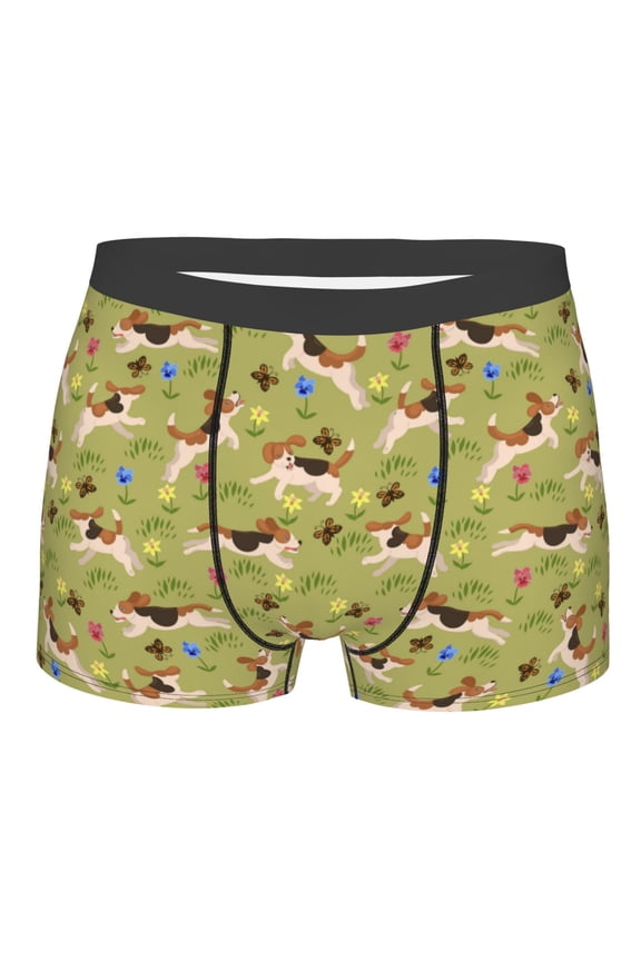 Running Beagle Print Mens Underwear - Boxers for Men, Classic Briefs for Men