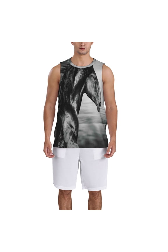 Running Horse Basketball Jersey Reversible Men's Mesh Athletic Sports Shirts Training Practice S-4XLX-Large