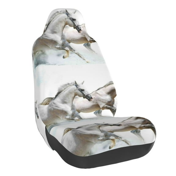 Naloa Running White Horses Car Seat Covers Universal Front Seat Coves for Car Accessories ,Padded Car Covers for Automotive, SUV, Truck, and Van