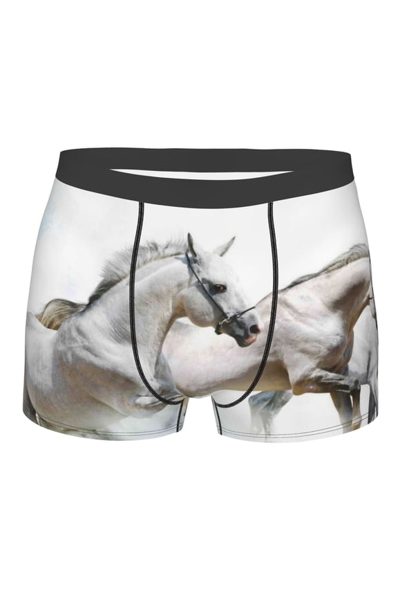 Running White Horses Print Mens Underwear - Boxers for Men, Classic Briefs for Men