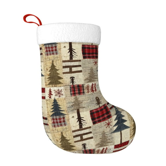 Naloa Rustic Plaid Forest Lodge Christmas Stockings Decorations, Xmas Ornaments, DIY Personalized Farmhouse Decor for Home Family Party Tree