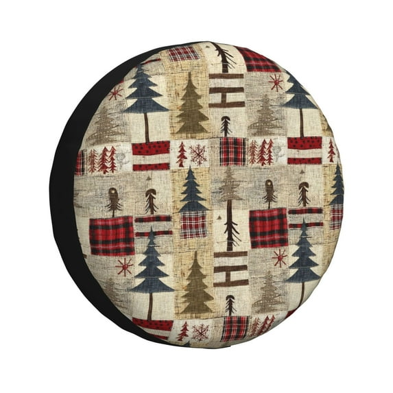 Naloa Rustic Plaid Forest Lodge PVC Leather Spare Tire Wheel Cover Spare Tire Cover, for Car Truck SUV Camper Trailer Universal Fit(14-17in)-16 inch