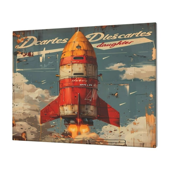 Naloa Rusty Rocket Launch Print Canvas Picture,Wall Pictures, Modern Decorative Poster,Art Prints for Bedroom, Toilet, 40 x 30 cm, Built-in Wooden Frame
