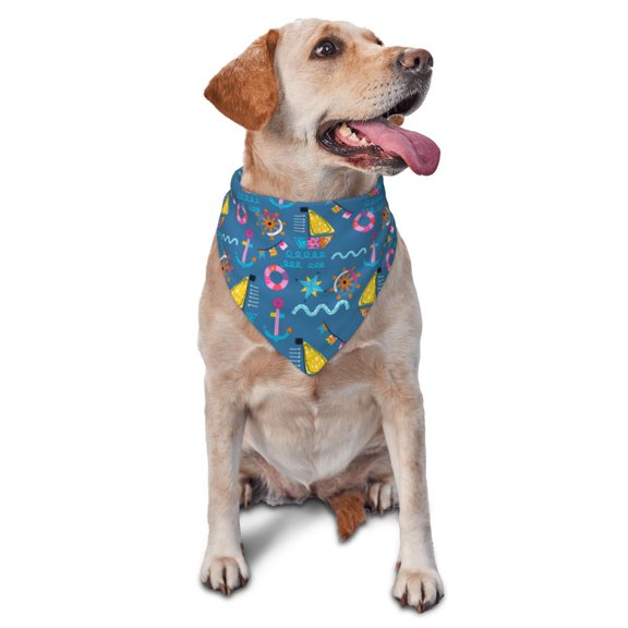 Naloa Sailboat With Sailing Dog Bandanas 1PC Washable Triangle Dog Scarfs Premium Durable Fabric, for Small Medium Large Dogs and Cats