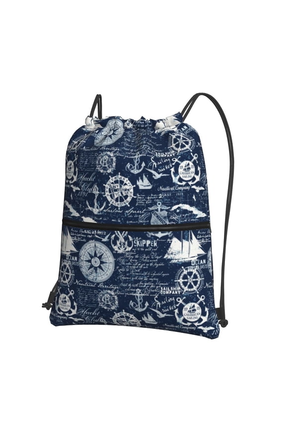 Sailing Cruises Nautical Drawstring Backpack String Bag Cinch Water Resistant for Gym Shopping Sport Yoga