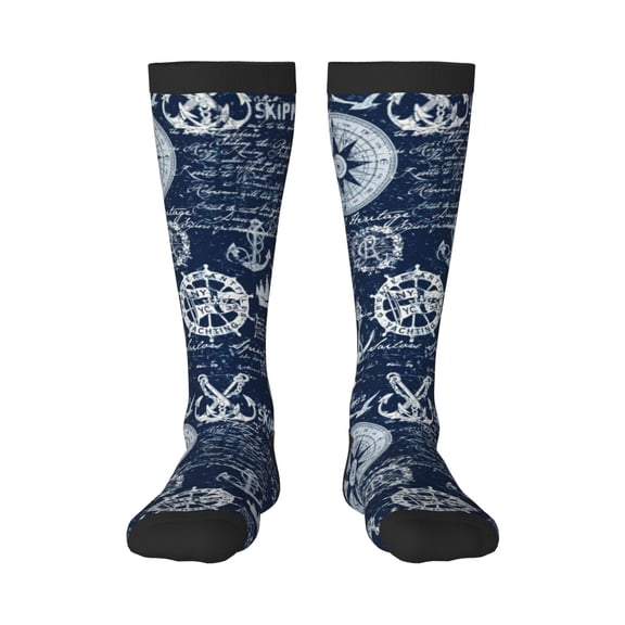 Naloa Sailing Cruises Nautical Thigh High Socks Extra Long Stretchy Sock Women Over Knee High Opaque Stocking Daily Wear