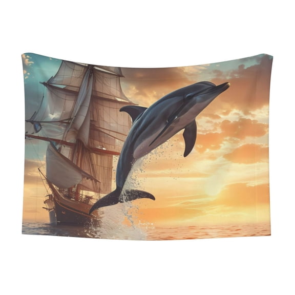Naloa Sailing Dancing Dolphin Dog Blanket, 3 Sizes Cat Blanket for Indoor Cats Large Medium Small Dog Gifts-Small