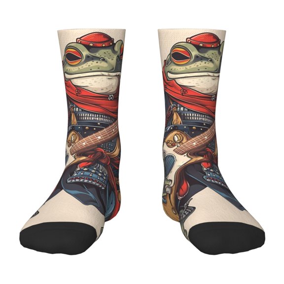 Naloa Samurai Frog Guitar Kids Socks Unisex Kids and Toddlers' Crew Socks, ,1 Pairs
