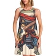 thumbnail image 1 of Naloa Samurai Frog Guitar Print Women's Summer Spring Casual Beach Sundress,Vacation Sleeveless Tank Crewneck Loose Dresses, 1 of 7
