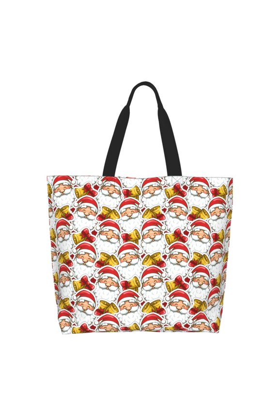 Santa Claus bells Tote Bag for Women Large Capacity Shoulder Bag for College Work Travel Shopping