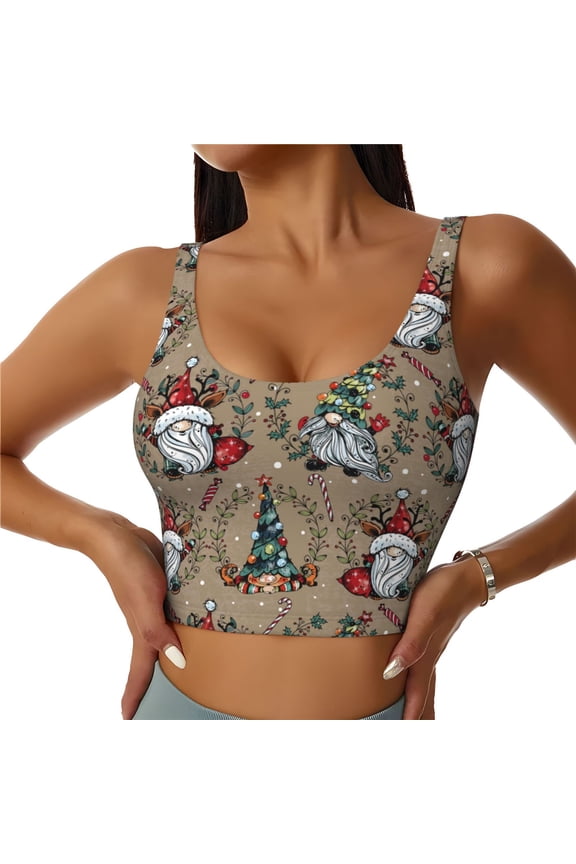 Santa Claus cute Sports Bras for Women,Sports Bras for Women High Support with Removable Pads-Medium