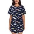 thumbnail image 1 of Naloa Sardine Women's Short-Sleeved Pajama Set, Loungewear, Summer pajamas, Breathable Cozy - 3X-Large, 1 of 9