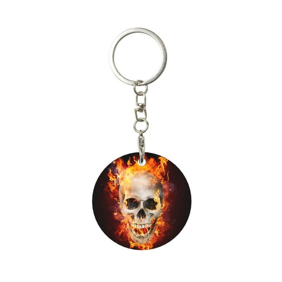 Naloa Satanic Skull Print Round Keychain Keychain Key Ring, Key Tag, Key Chain Bulk for Gift Accessories (Round)