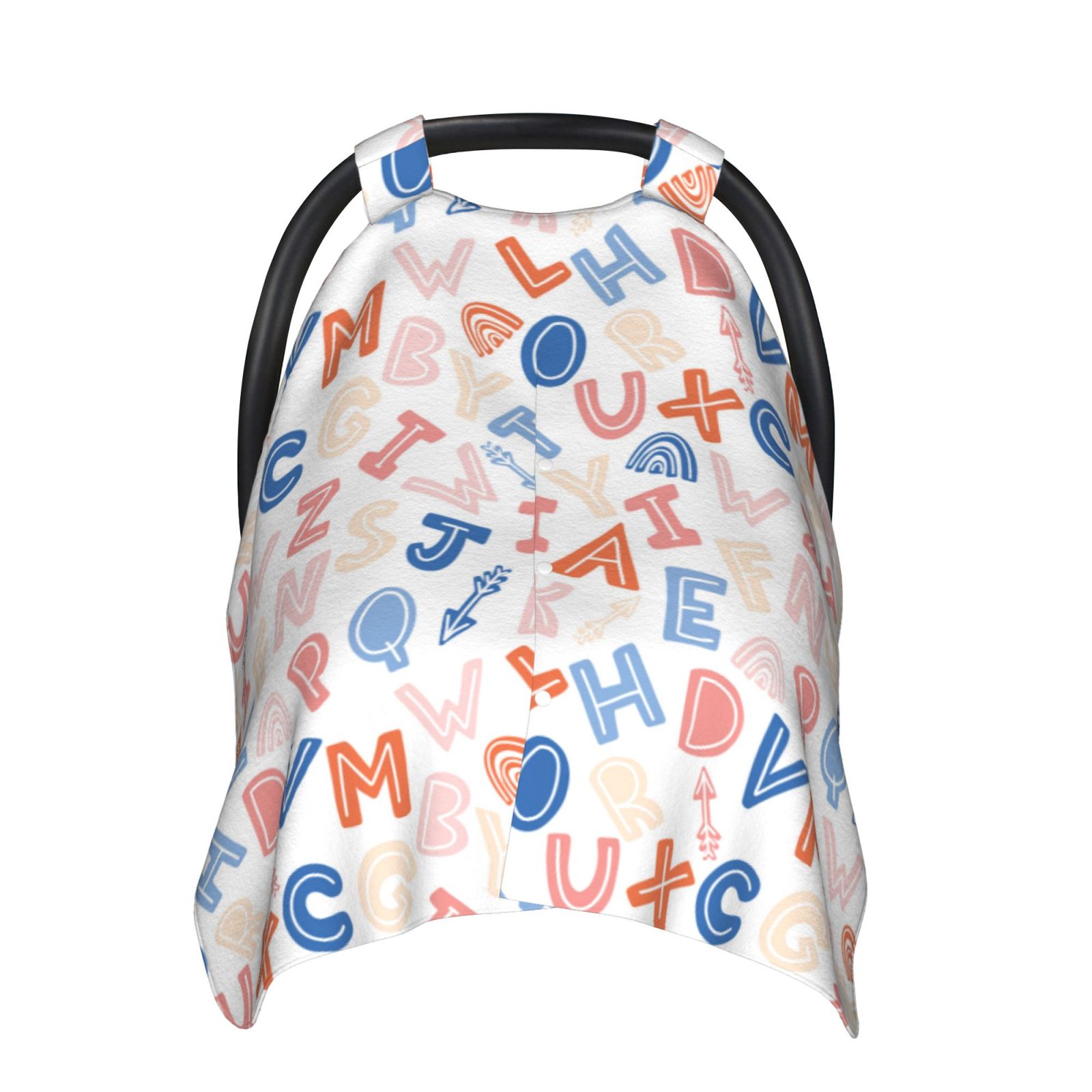Naloa Scandinavian Alphabet Baby Car Seat Cover, Breathable Baby Carrier Cover, Multiuse Baby Carrier Cover & Nursing Breastfeeding Cover