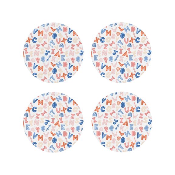 Naloa Scandinavian Alphabet Leather Coasters for Drinks, Durable Drink Coasters 4 Set for Tabletop Protection, Luxurious Home Décor and Housewarming Gift ( {designName})Round Shape