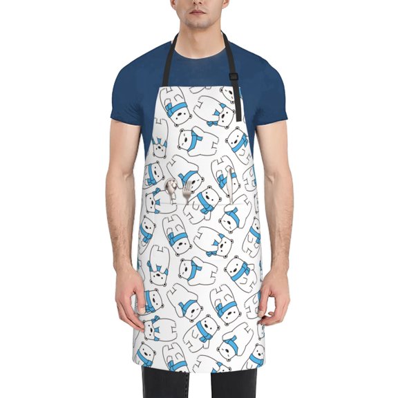 Naloa Scarf Bear Apron Kitchen Aprons with Pockets for Women Men Chef
