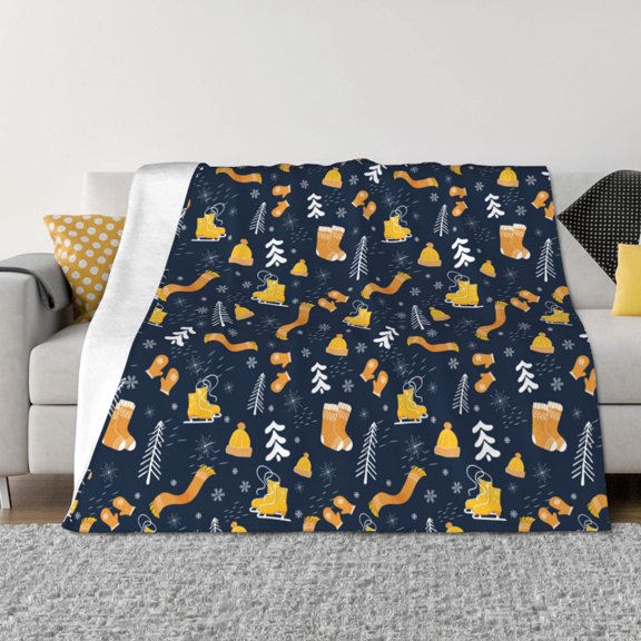 Naloa Scarf Ski Shoes sock Flannel Fleece Throw Blanket for Bed Couch, Thick Blanket - All Seasons Suitable for Women, Men and Kids-80"x60"