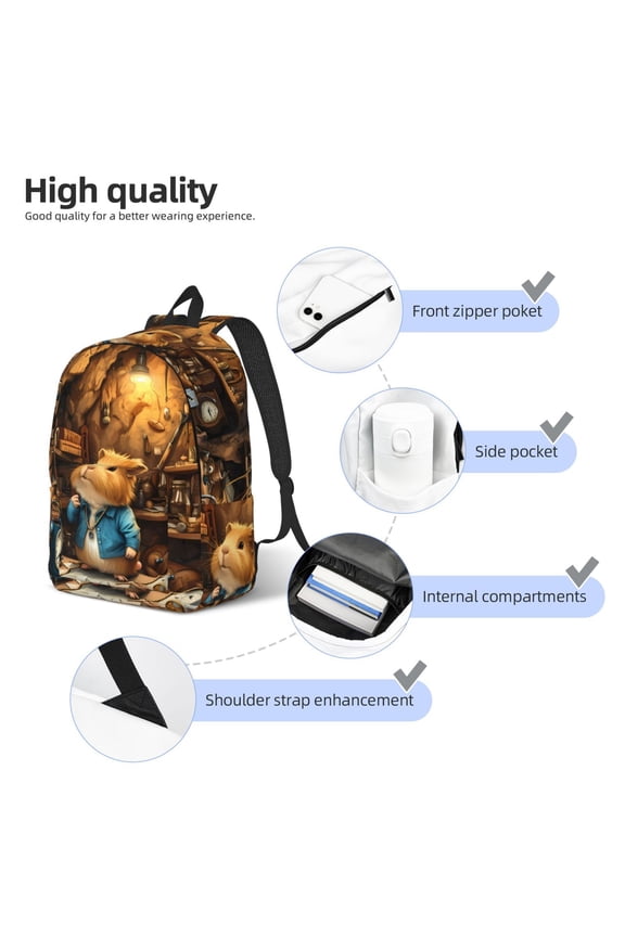 Scientist Guinea Pig Print Durable Canvas College Rucksack,Laptop Excursion Backpack,Travel Notebook School Backpack,Bookbag For Men Women