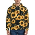 thumbnail image 1 of Naloa Scottish Blue Plaid Sunflower Men's Casual Hooded Collar Drawstring Hoodies Pullover Sweatshirts Casual Long Sleeve Shirts-Medium, 1 of 7