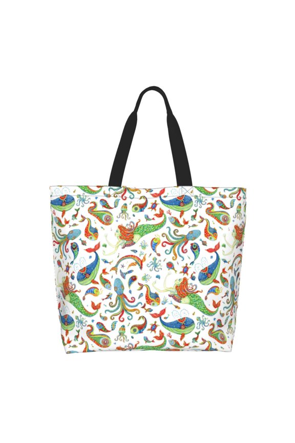 Sea Animals 1 Tote Bag for Women Large Capacity Shoulder Bag for College Work Travel Shopping