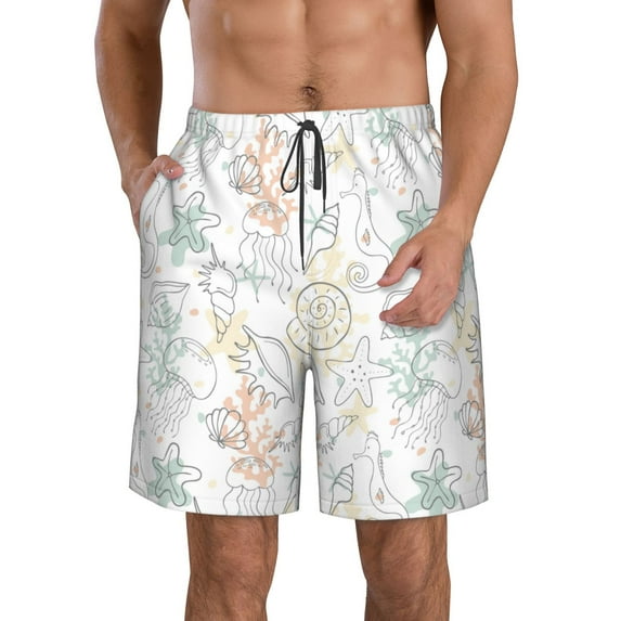Naloa Sea Animals Men's Beach Shorts, Surfing shorts, Swim trunks, Quick Dry Swim Trunks for Surfing Beach Fun - Medium