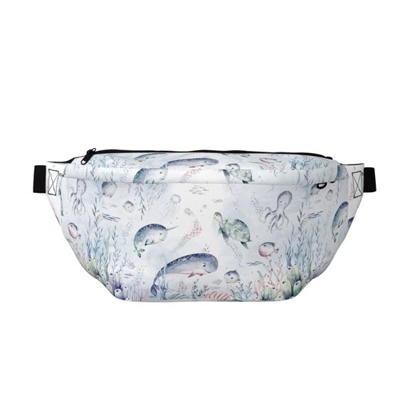 Naloa Sea Animals Print Running Belts for Men Women,Running Fanny Pack with 2-Zipper Pockets,Waterproof Waist Pack for Travel Hiking Running Outdoor Sports