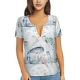 thumbnail image 1 of Naloa Sea Animals Print T-Shirts Short Sleeve V Neck Tees for Women Fashion Tops Trendy Lightweight Soft Casual Summer Outfits Clothes, 1 of 5