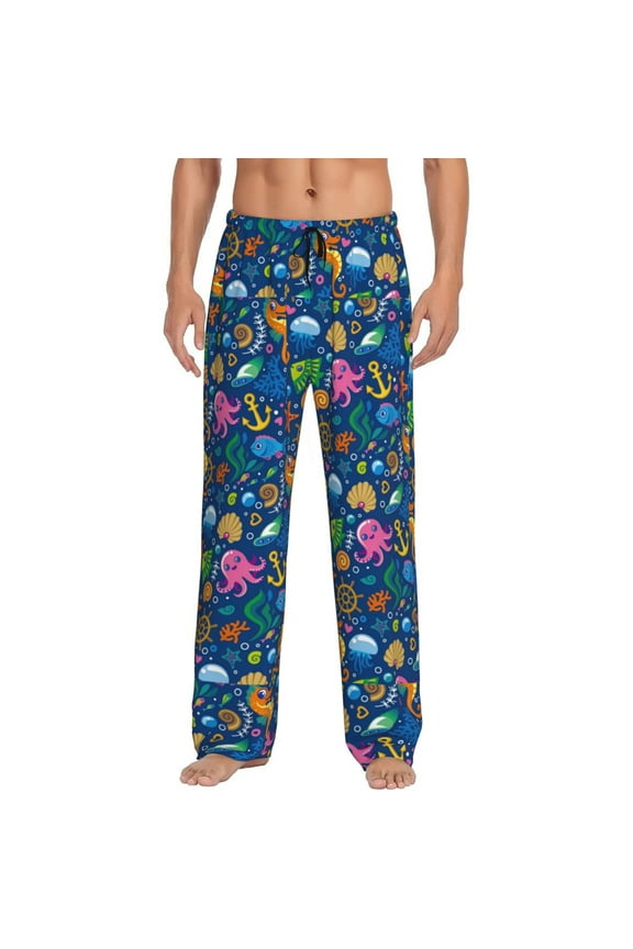 Sea Fish Pajama Pants Men, PJ Bottoms, Sleep & Lounge Pants-XX-Large