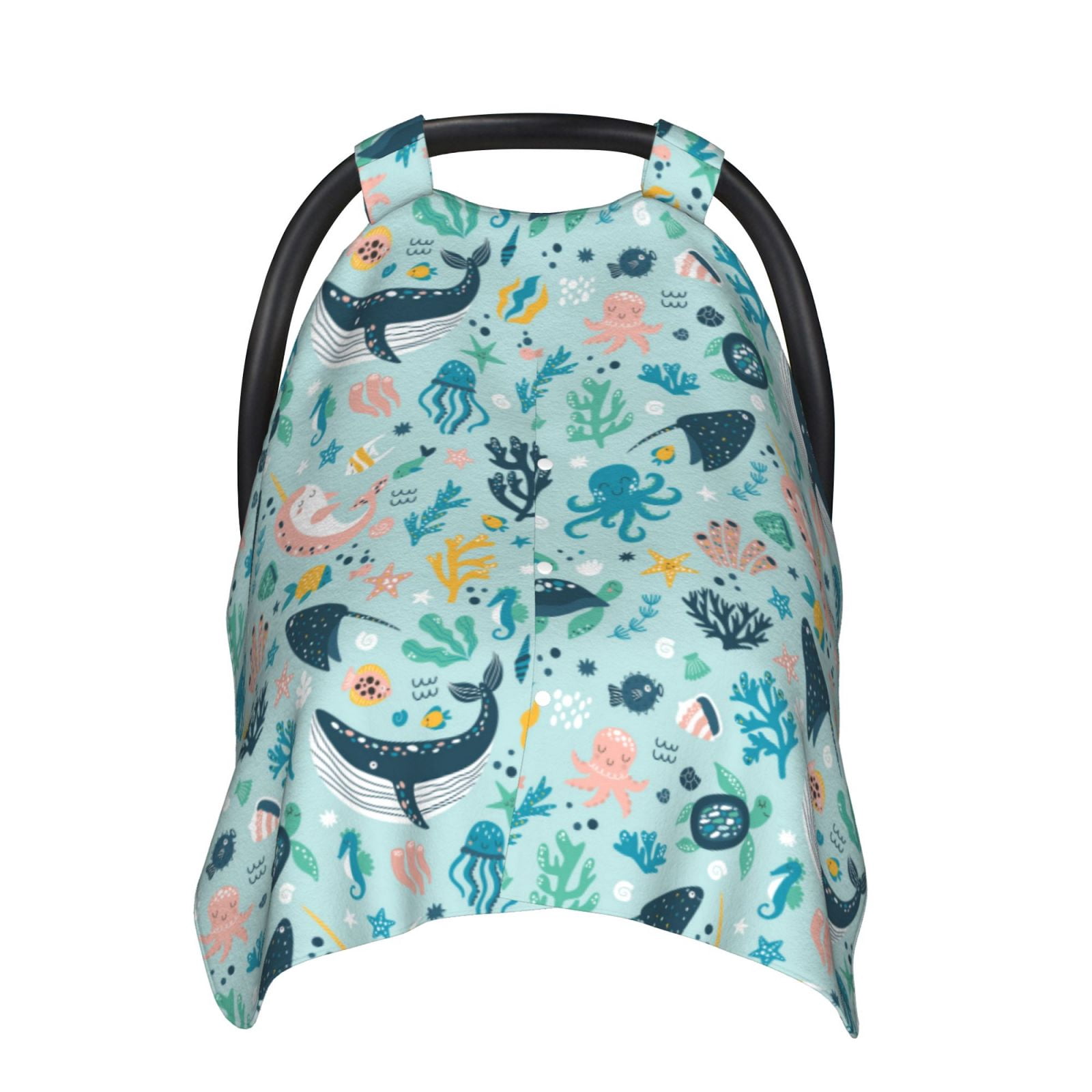 Naloa Sea Life Baby Car Seat Cover, Breathable Baby Carrier Cover, Multiuse Baby Carrier Cover & Nursing Breastfeeding Cover