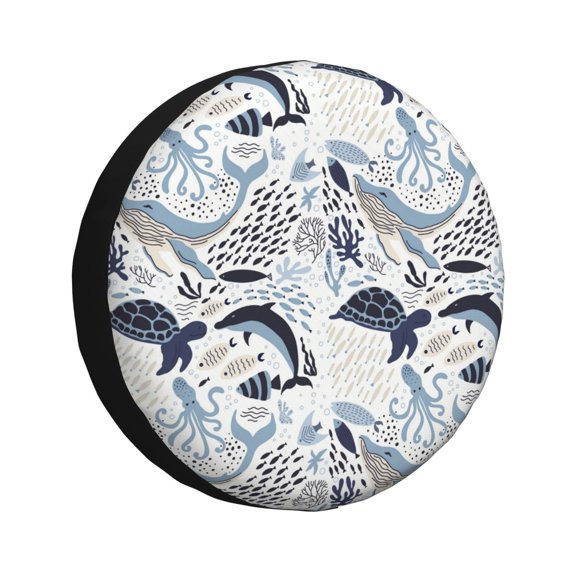 Naloa Sea Life Elements PVC Leather Spare Tire Wheel Cover for Car Truck SUV Camper Trailer Universal Fit many size14 inch
